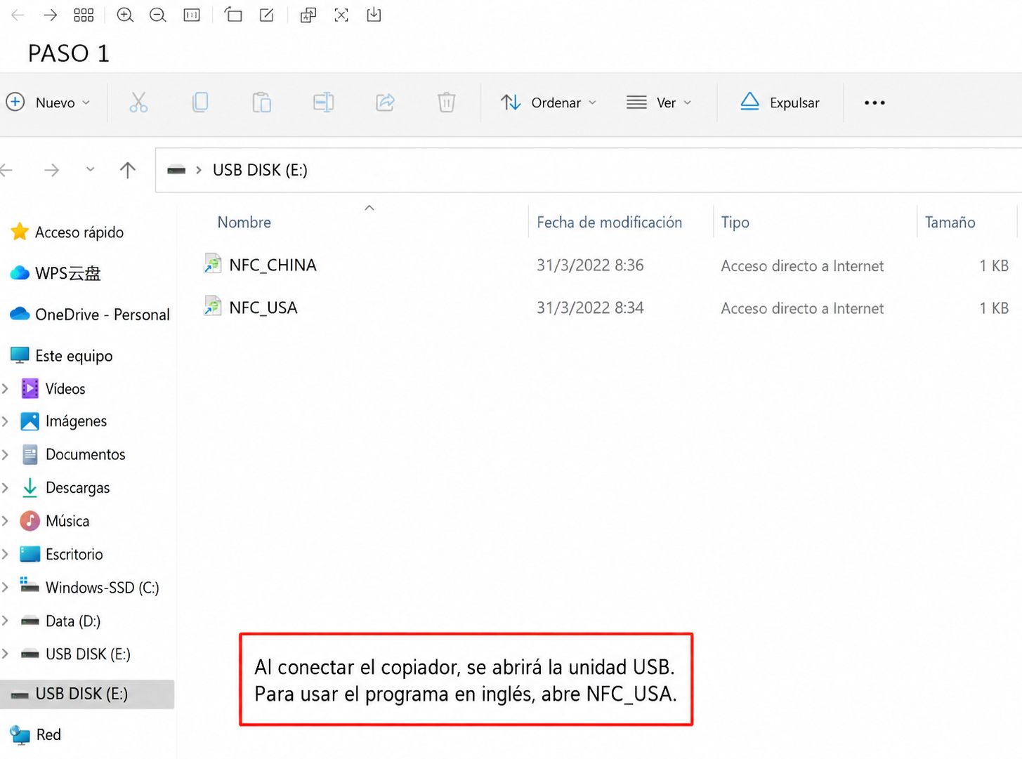 Paso 1: conectar el copiador NFC al ordenador