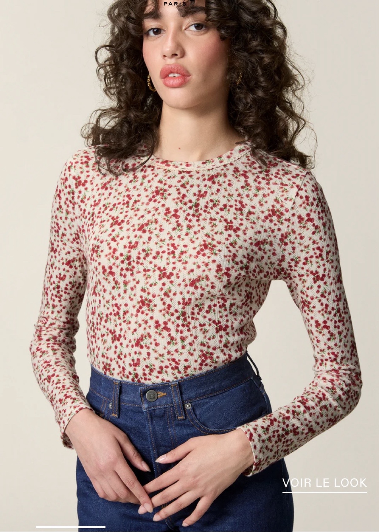 Rouje Timothée t-shirt, long sleeves, Gypso print with small red flowers