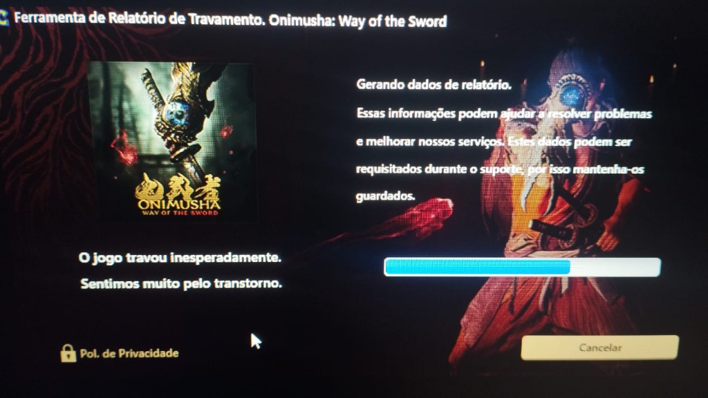 Tela de crash do Onimusha: Way of the Sword