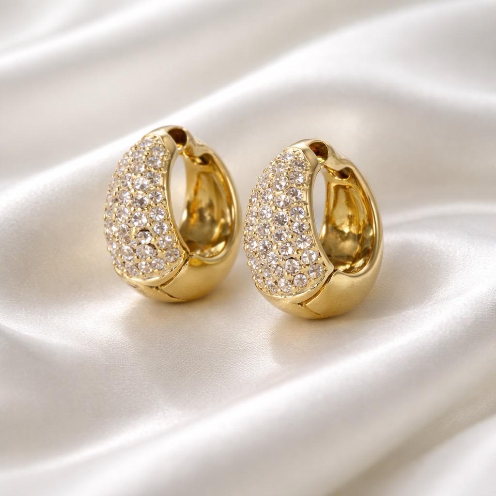 S. Steel Diamond Drop Hoops Small