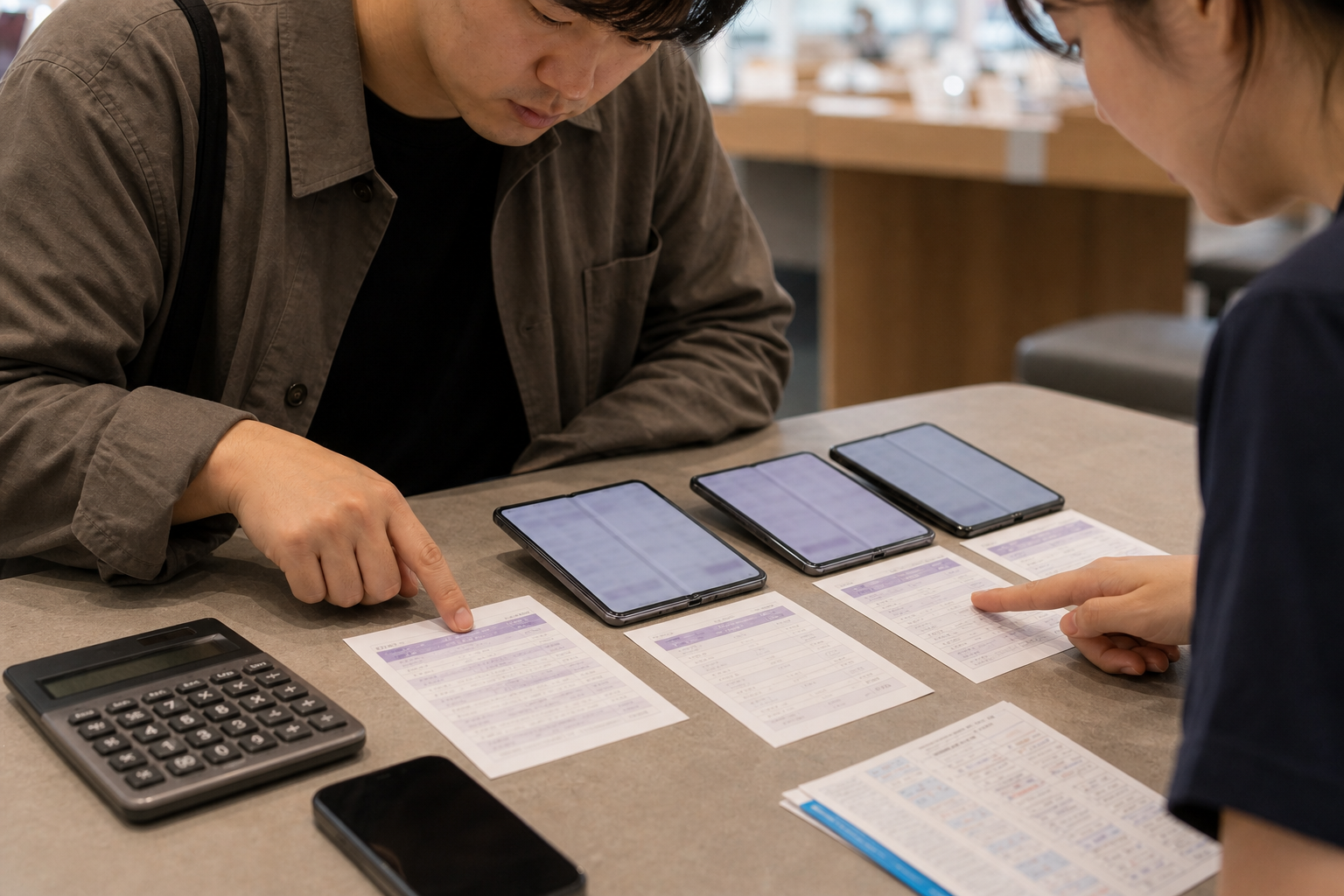 폴드8 256GB·512GB·1TB 용량별 가격을 비교하는 장면