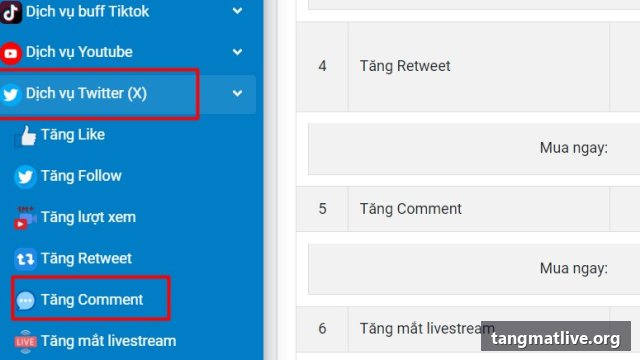 Dịch vụ tăng comment Twitter/X tại Tangmatlive.org