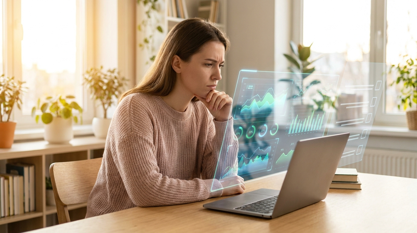 Person reviewing AI-generated data with a fact-checking checklist, emphasizing AI agent fact-checking.