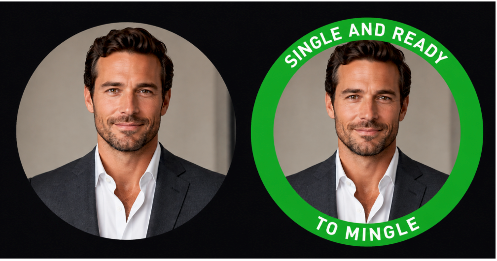 Two professional headshots side by side. One has a green circle. Nobody has to explain why the one on the left looks like more of a catch.