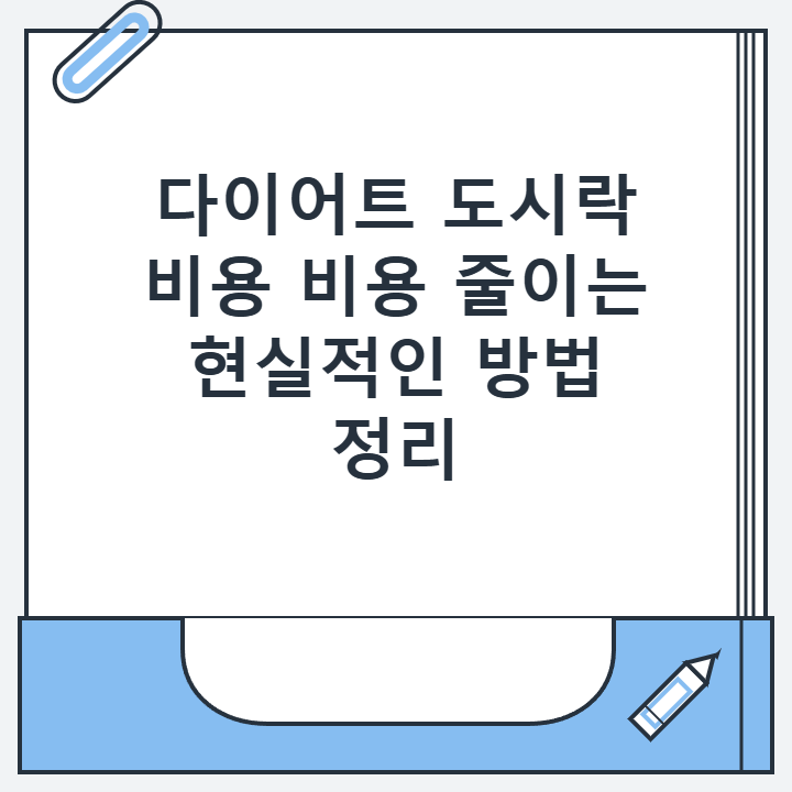 다이어트 도시락 비용 비용 줄이는 현실적인 방법 정리