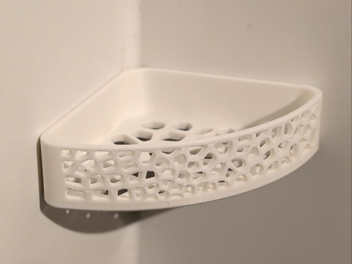 Estante de ducha esquinero Voronoi impreso en 3D
