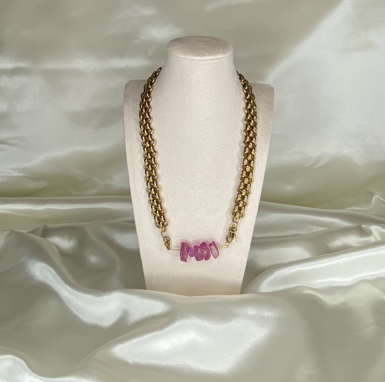 Navalon & Dante Schakelketting met Roze tussenstuk