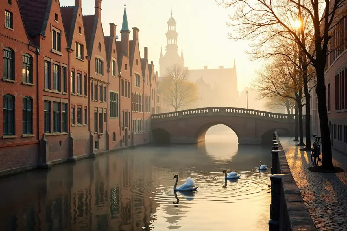 Bruges kanalları ve Ortaçağ mimarisi
