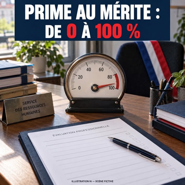 Bureau avec un chronomètre, un document d'évaluation professionnelle, un stylo, des livres et une plaque du service des ressources humaines.