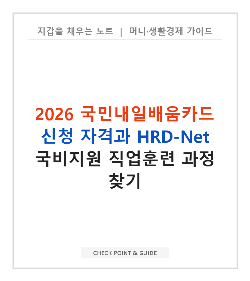 2026 국민내일배움카드 신청 자격과 HRD-Net 국비지원 직업훈련 과정 찾기
