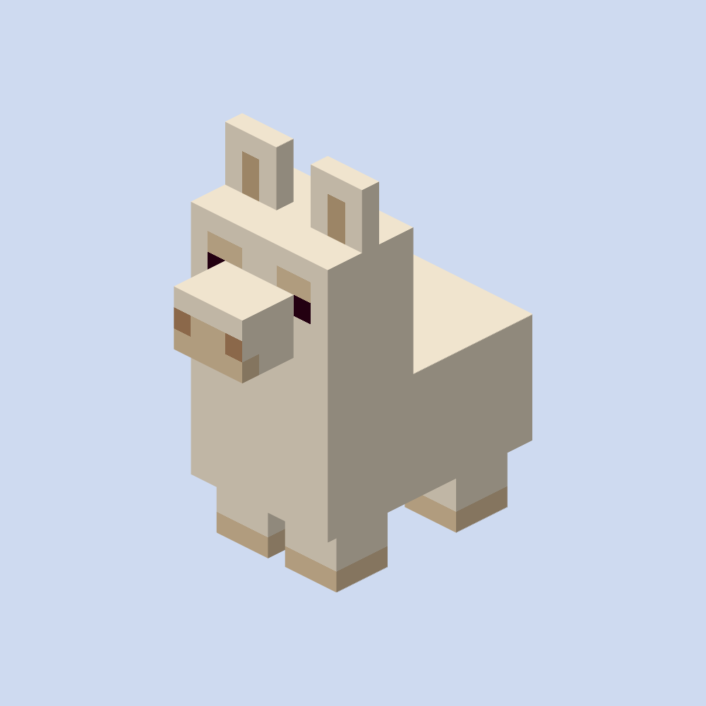 A simplistic and blocky 3D model of a llama.