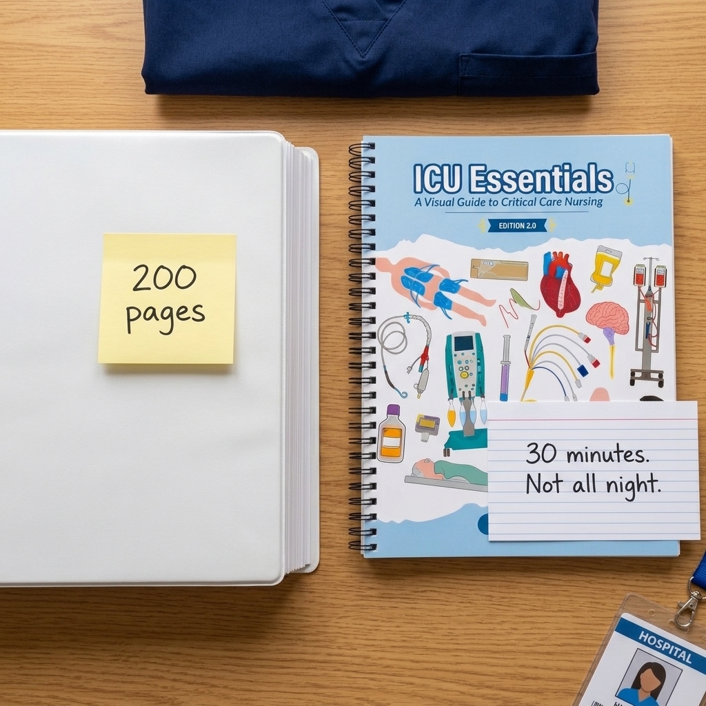 200 pages binder vs 30 minutes ICU Essentials Guide