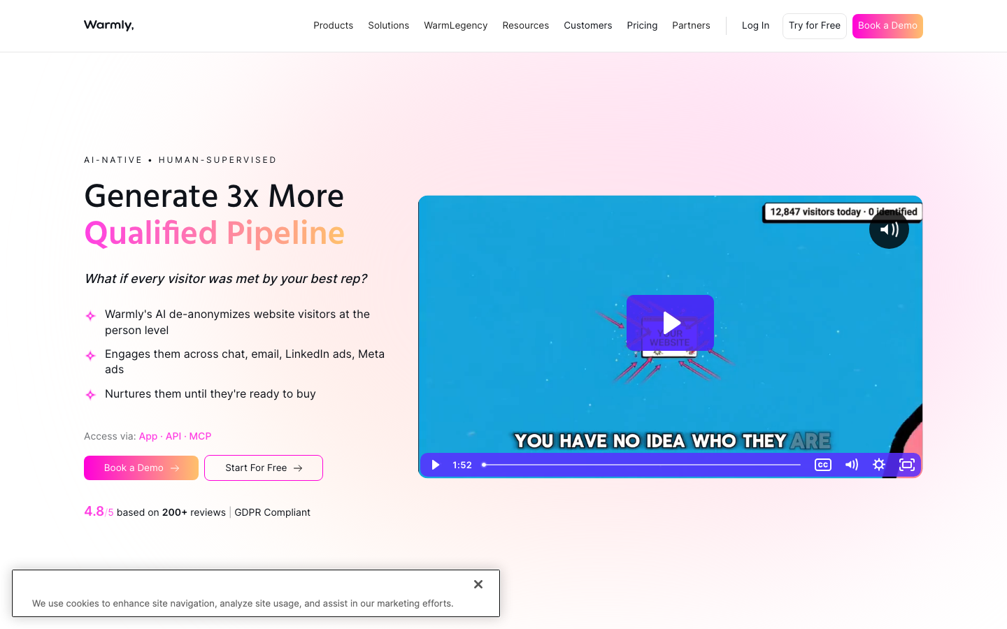 Warmly homepage