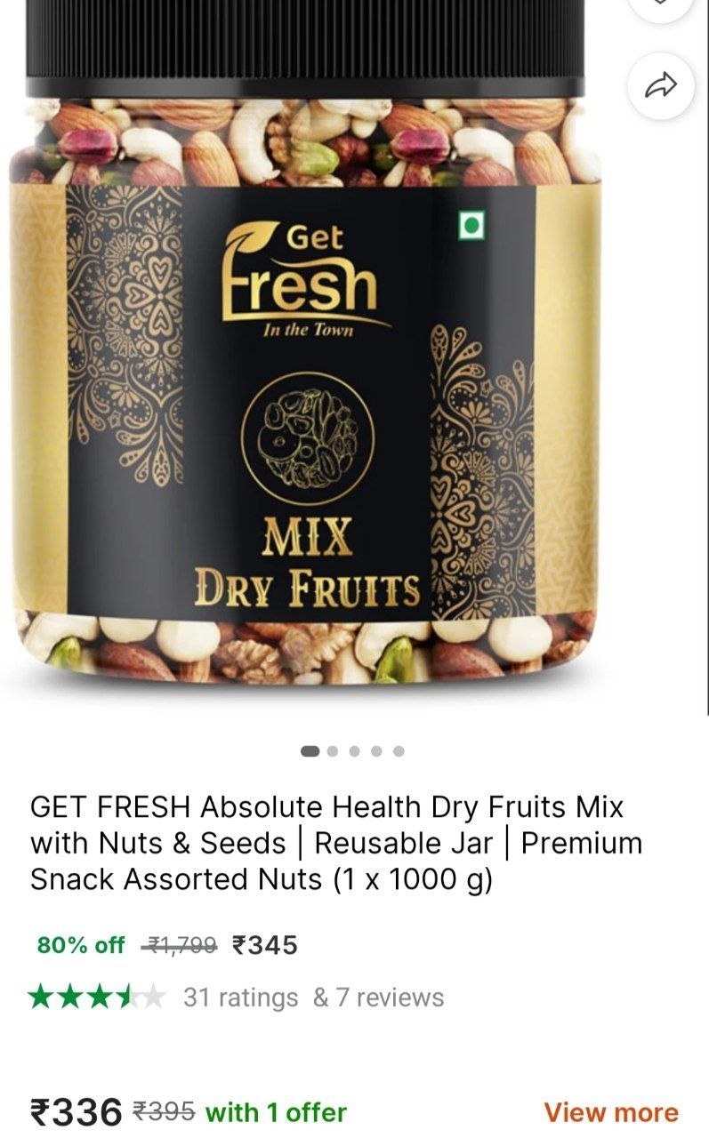 GET FRESH Absolute Health Dry Fruits Mix with Nuts & Seeds | Reusable Jar | Premium Snack Assorted Nuts Price in India - Buy GET FRESH Absolute Health Dry Fruits Mix with Nuts & Seeds | Reusable Jar | Premium Snack Assorted Nuts online at Shopsy.in