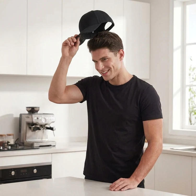 Man wearing the Zaedos therapy hat