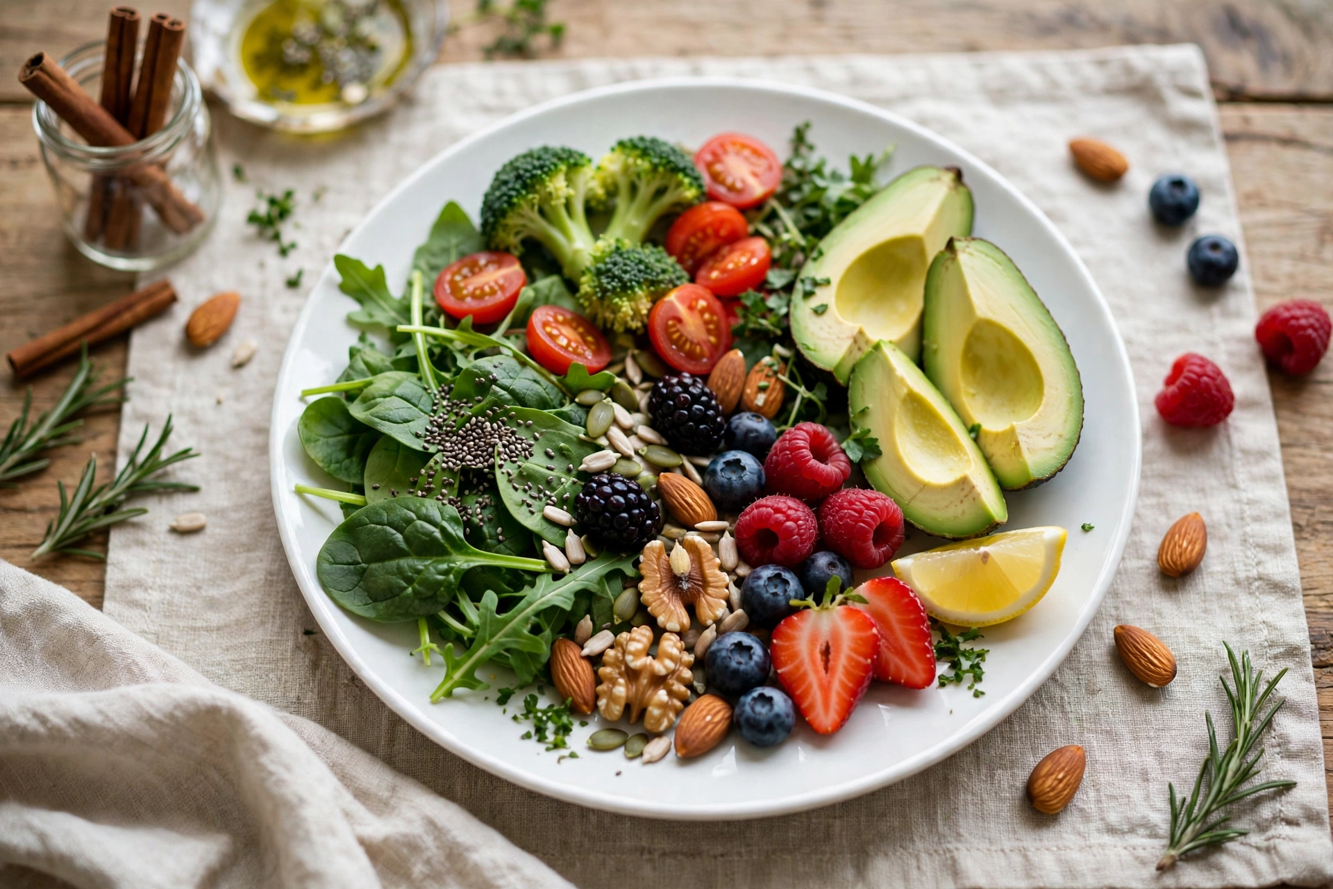 Blood sugar wellness — balanced fresh plate for healthy habits