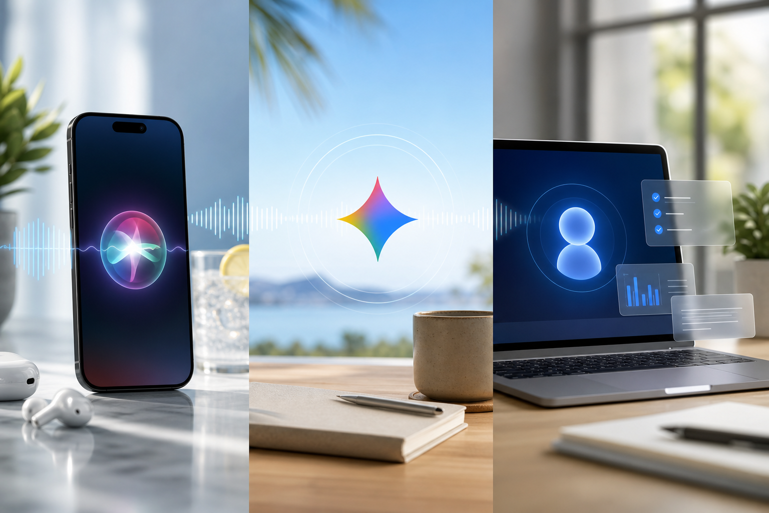 SiriとGeminiとScoutの比較イメージ