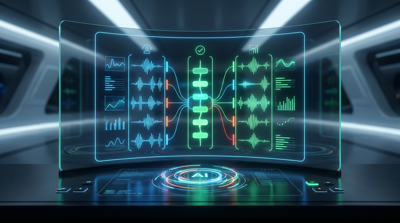 Advanced AI transcription dashboard showing consensus-based results from multiple engines, improving accuracy.