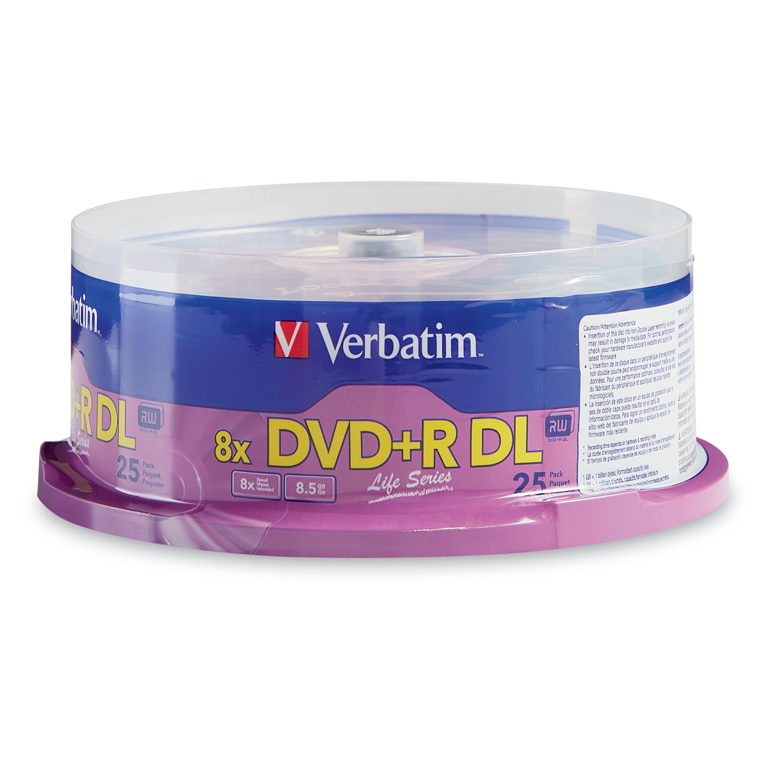 Verbatim DVD+R DL Double Layer 8.5GB 8X LifeSeries - 25 Pack Spindle