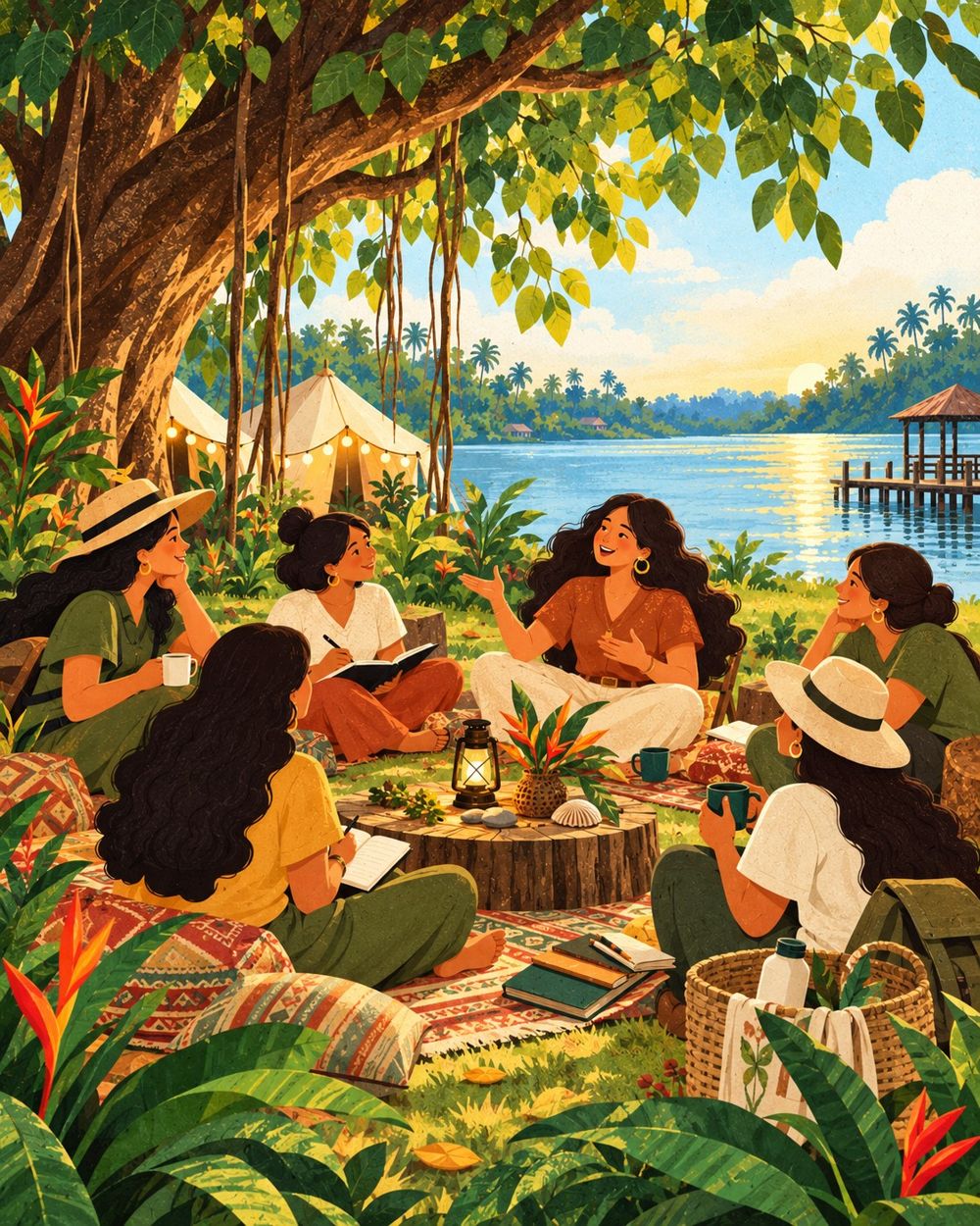 Opening circle under the Wisdom Tree