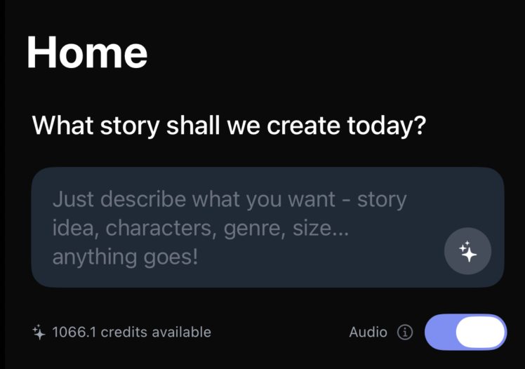 The NovelHive iOS app — create audiobooks on the go with one tap of the Audio toggle.