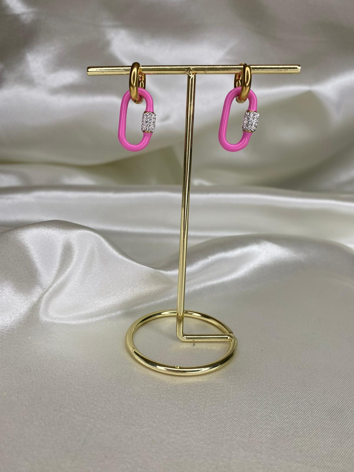 S.Steel Pink Sparkling Hoops