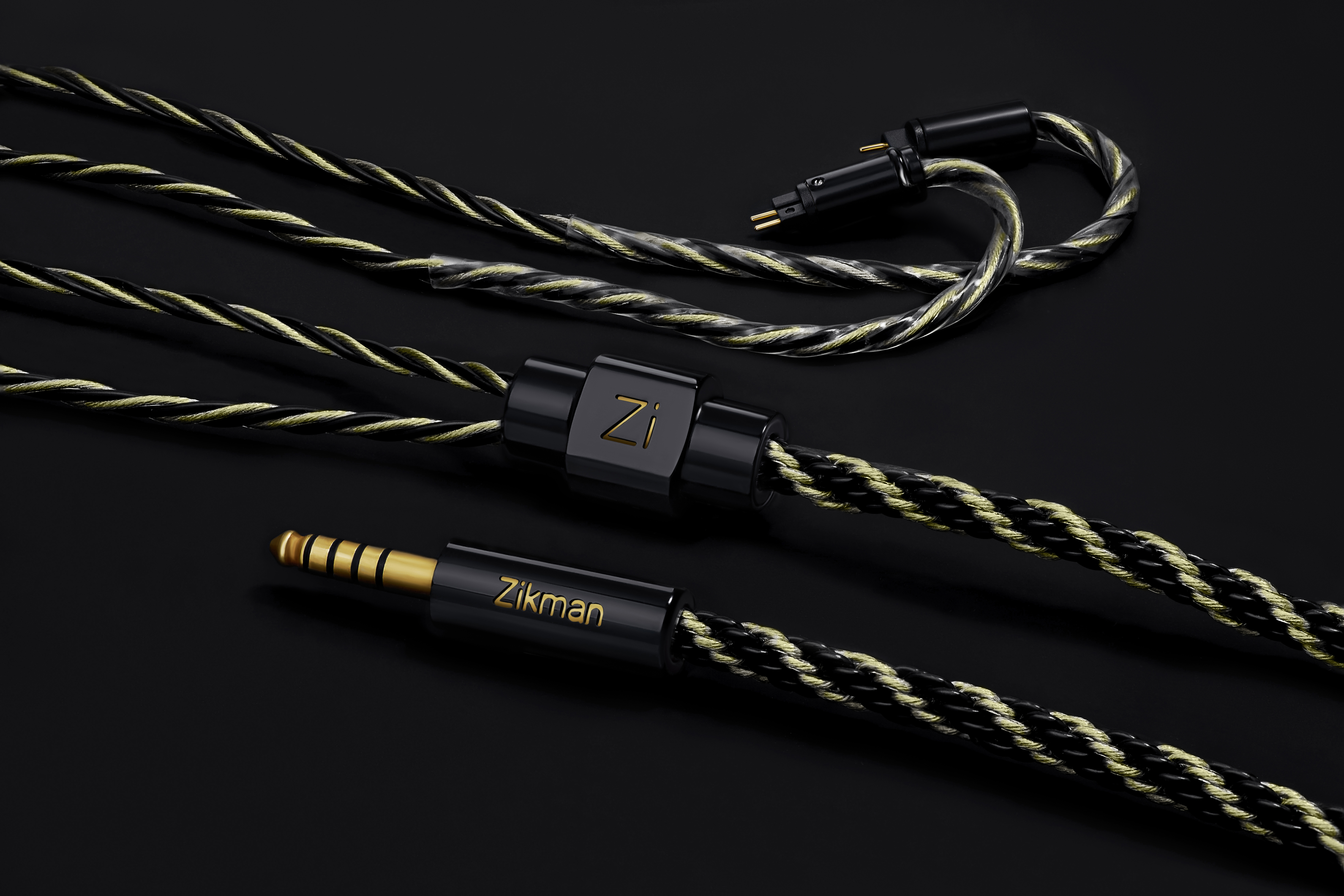 Braided custom IEM cable with detailed plug and connector finish 