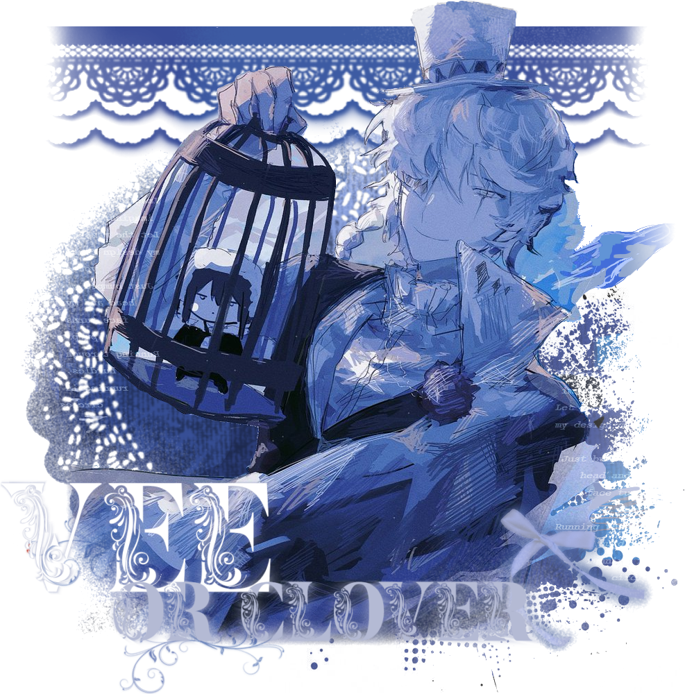 art by myaaea on twittr . the text says "vee or clover"