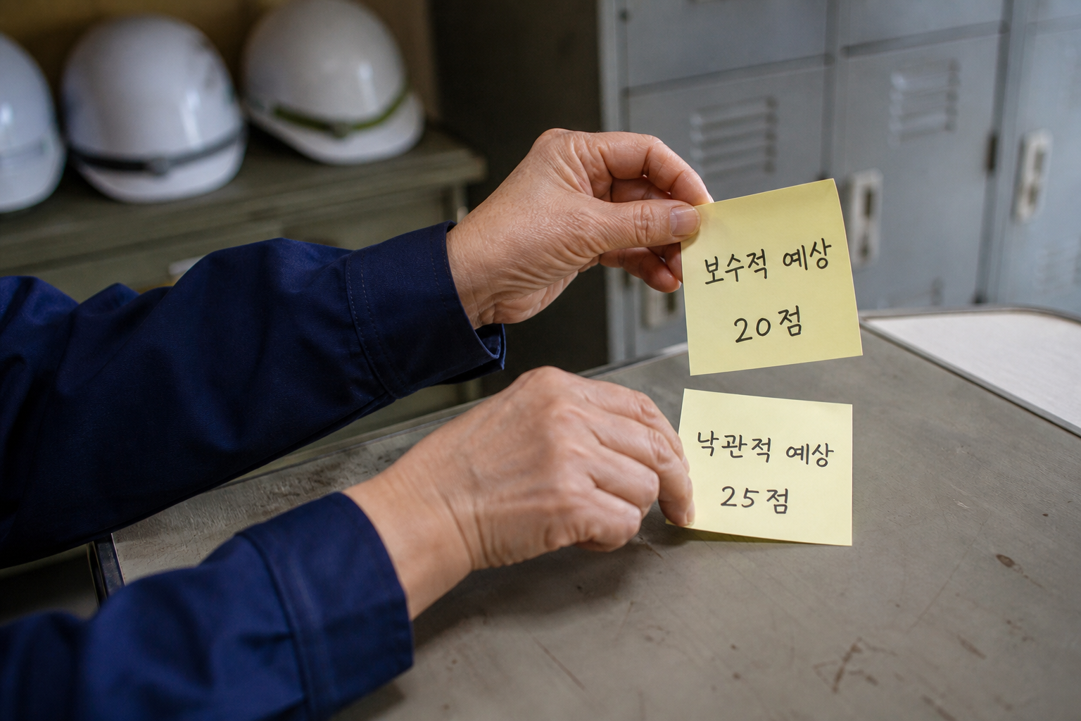 필답형 예상점수 범위에 따라 작업형 목표 구간을 정하는 장면