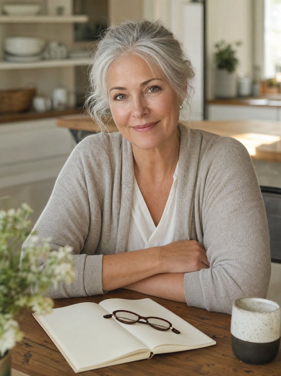 Ellen at her kitchen table