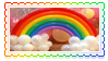 A stamp with a rainbow on it