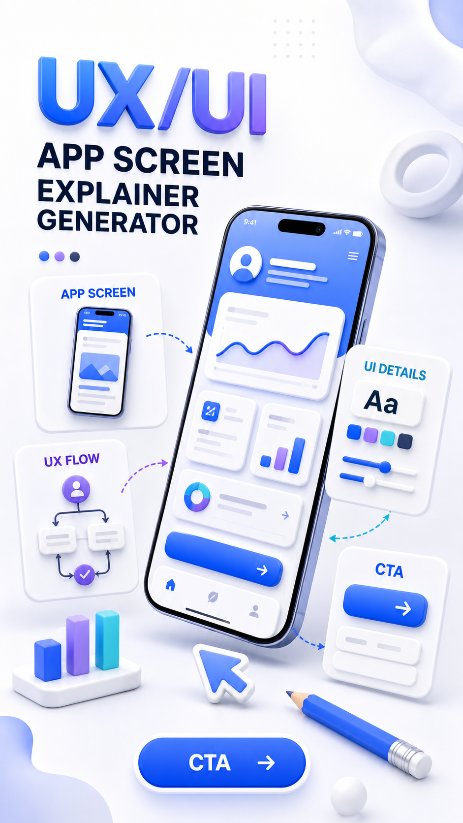 UX/UI App Screen Explainer Generator (3D Infographic Style)