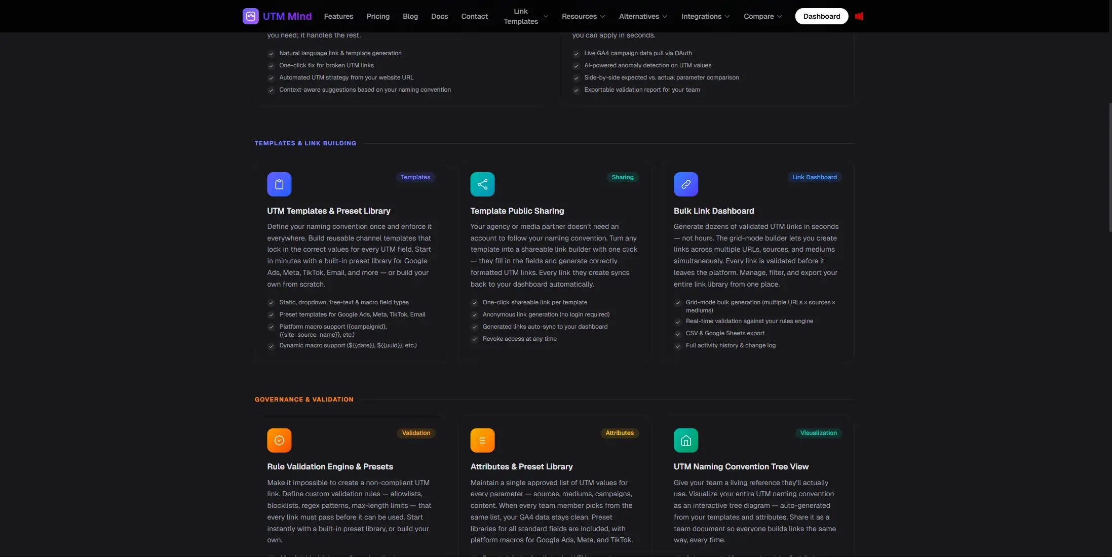 UTM Mind templates and governance features