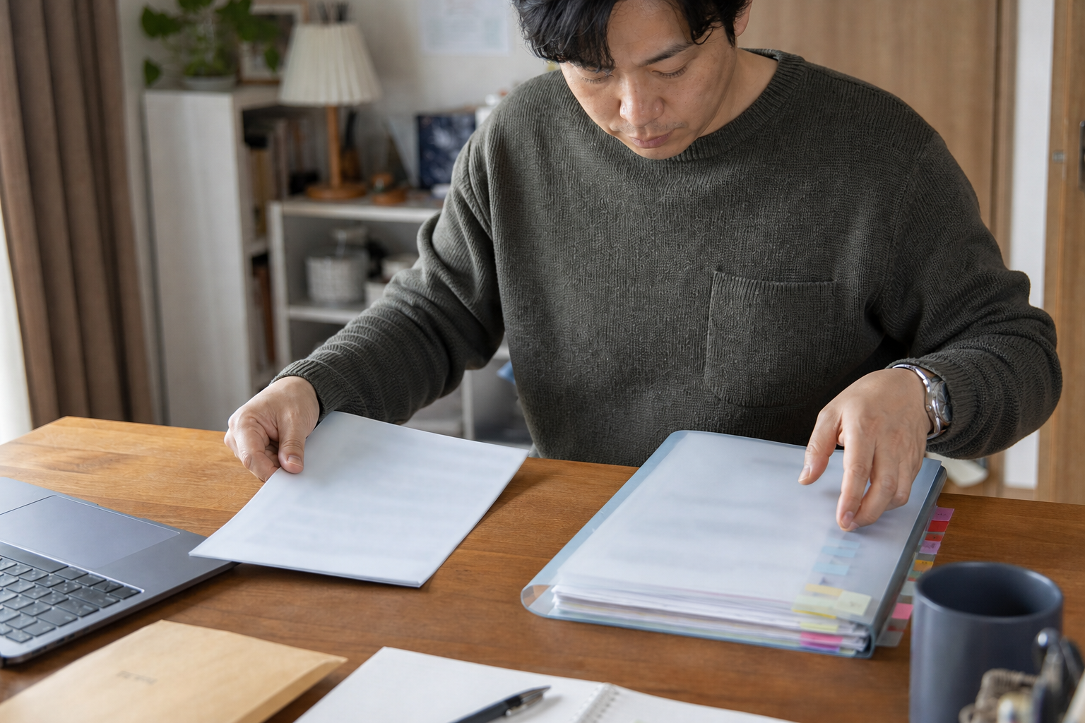 지방세와 국세 관련 문서를 서로 분리해 확인하는 장면