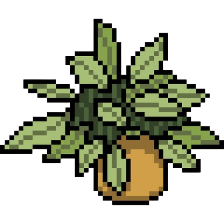 a large pixel art image of a plant in a pot