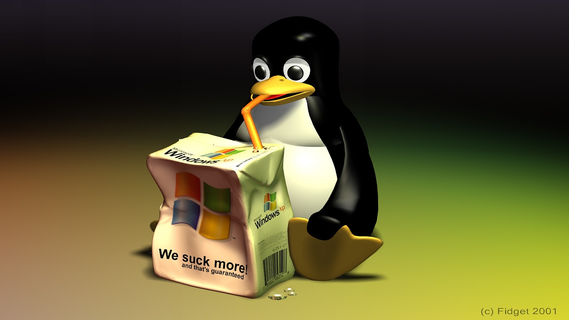 Tux drinks Windows