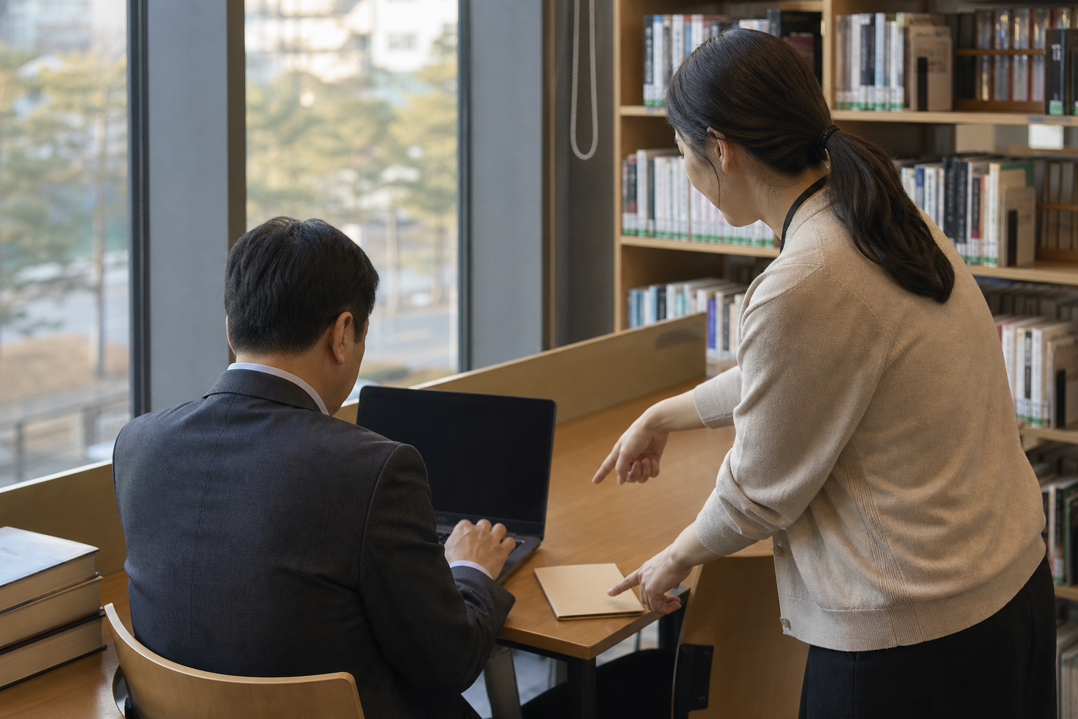 노트북에서 응시자격서류 제출확인 메뉴를 확인하는 수험자