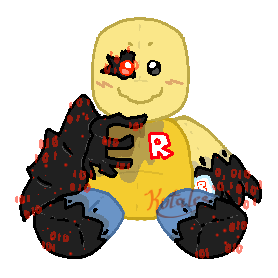 A digital drawing of John Doe drawn in the style of a digital Webkinz plush, featuring a white border for clarity.