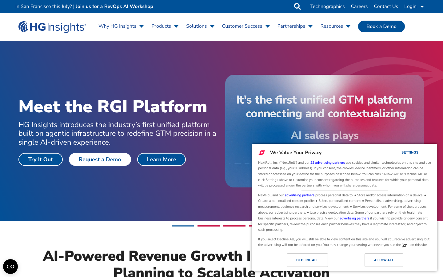 HG Insights homepage