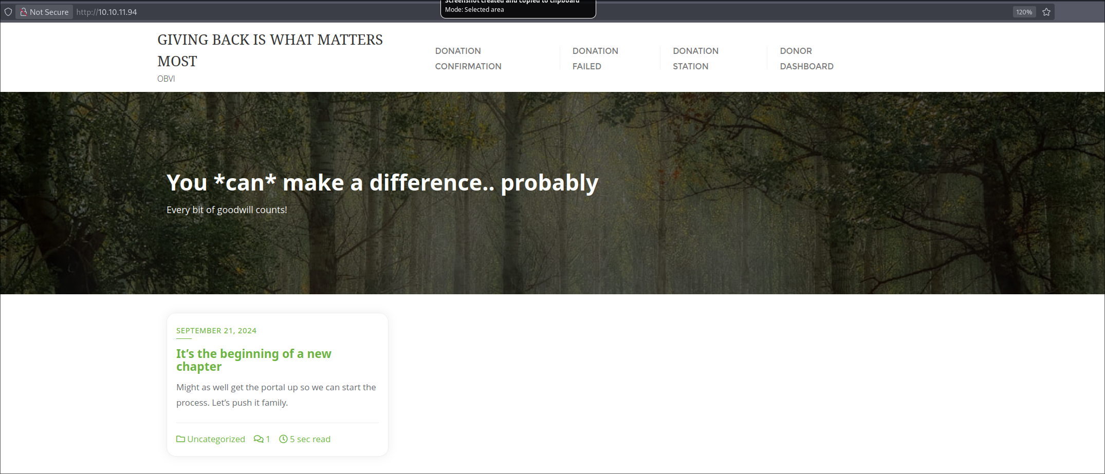 Giveback landing page