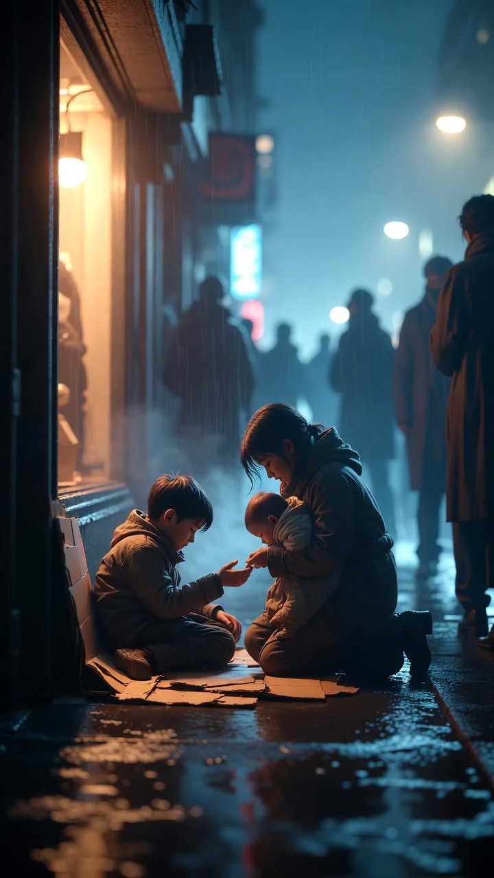 Everyone Ignored the Boy on the Cardboard Until Another Child Stepped Closer