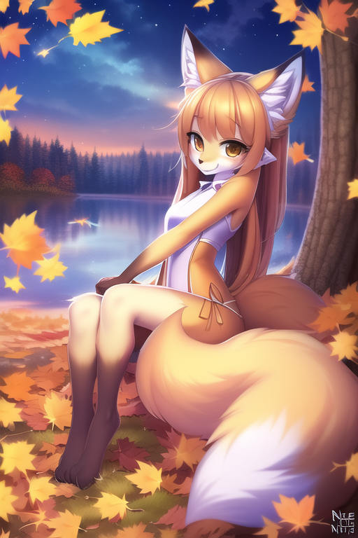 Kitsune girl in a forest
