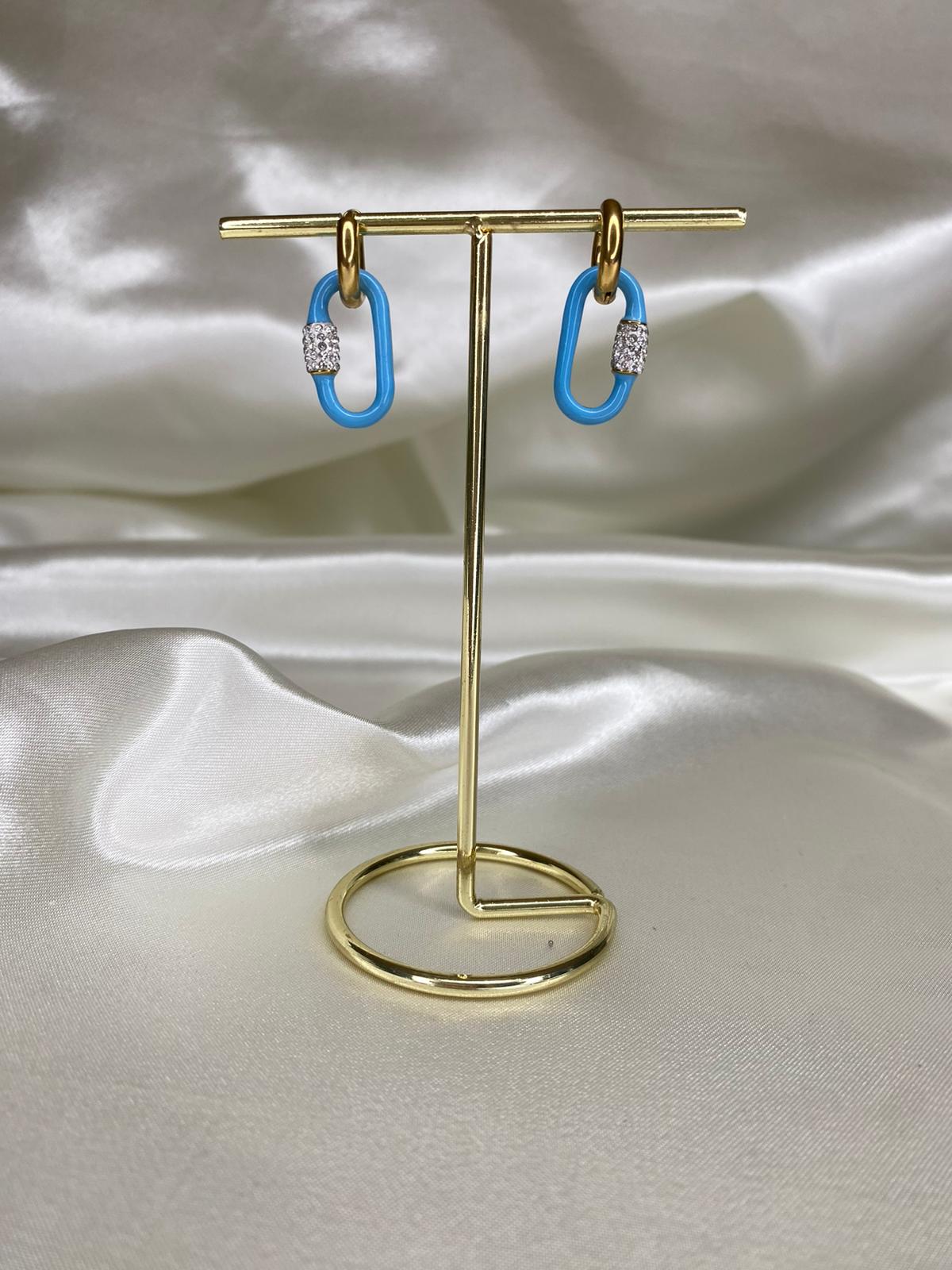 S.Steel Blue Sparkling Hoops