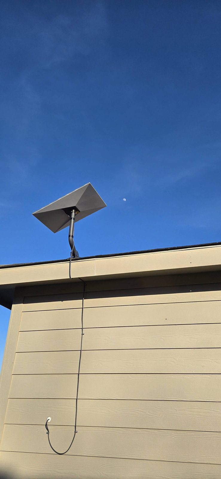 Starlink dish on an eave mount