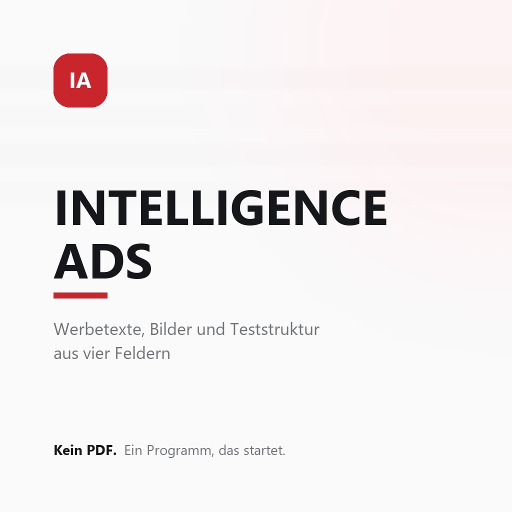 Titelbild: INTELLIGENCE ADS - Werbeanzeigen-Werkzeug für den eigenen Rechner
