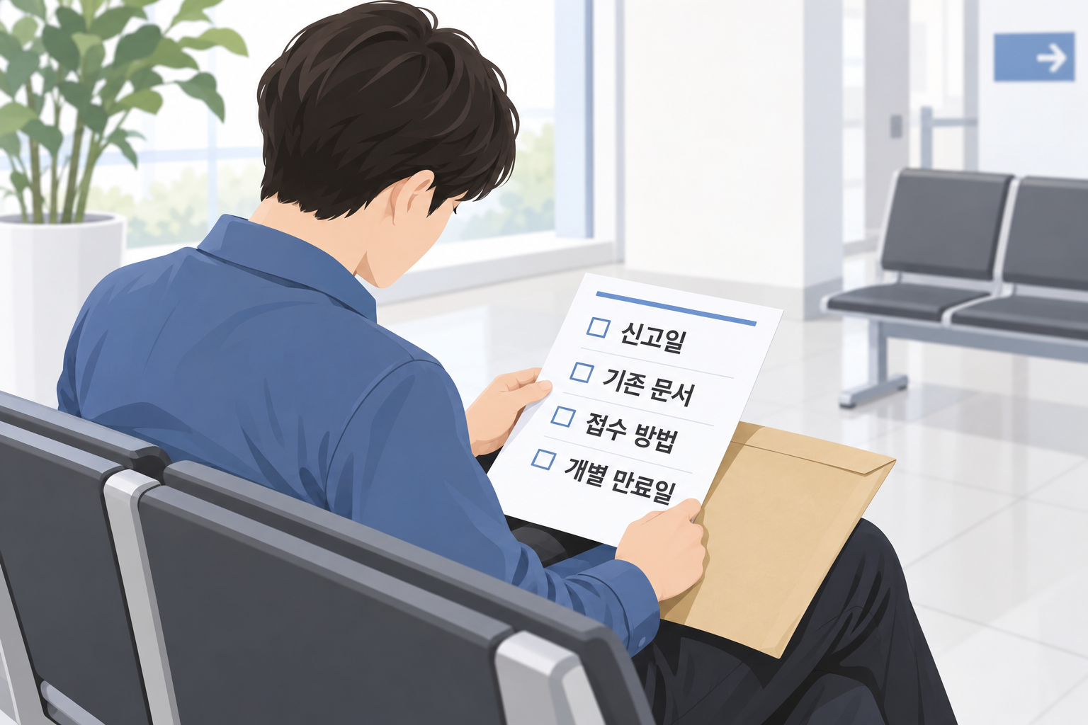 이혼신고일과 기존 문서를 준비해 청구 절차를 확인하는 설명 장면