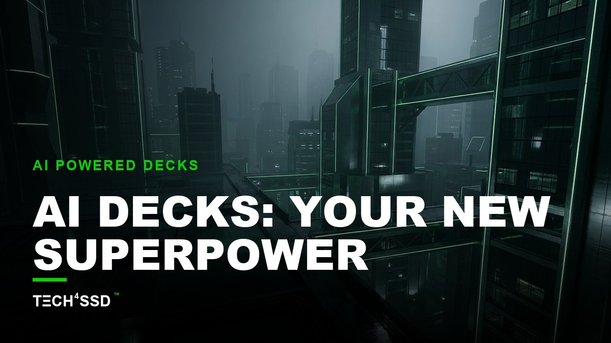 Futuristic AI presentation makers dashboard with glowing data points and a professional user interface.