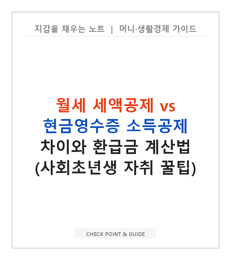 월세 세액공제 vs 현금영수증 소득공제 차이와 환급금 계산법 (사회초년생 자취 꿀팁)