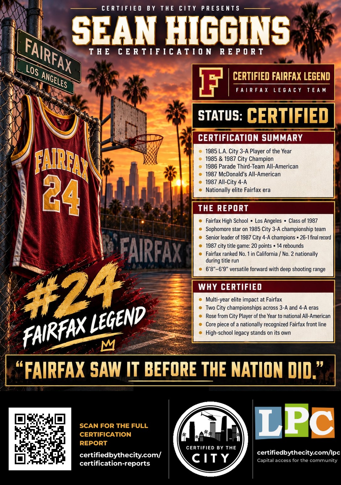 Sean Higgins certification report