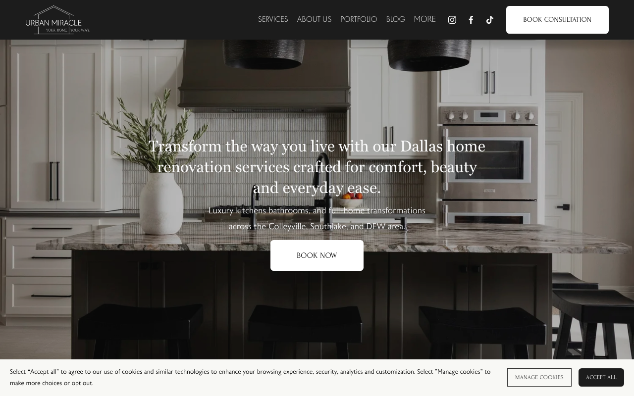 Urban Miracle Renovations homepage